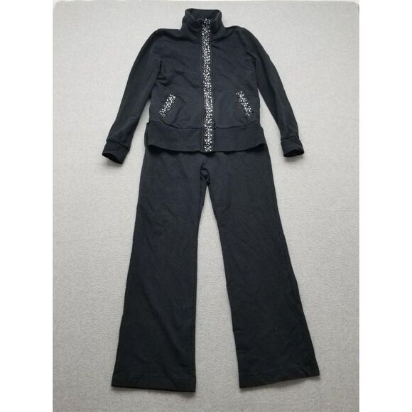 BCBG Maxazria Jacket Womens Small Black‎ Activewear Set Full Zip Pockets - Picture 1 of 16